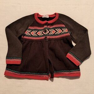Hanna Andersson girls size 5 brown cardigan 3 button closure